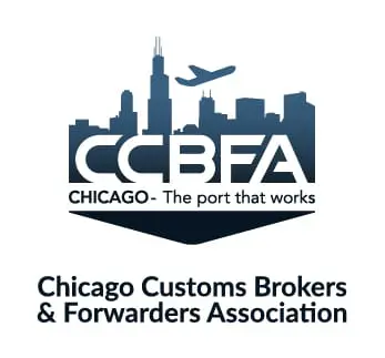 A picture of the chicago customs brokers and forwarders association logo.